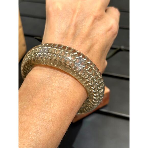 Vintage Clear Acrylic Chain Link Bangle Bracelet Size 7